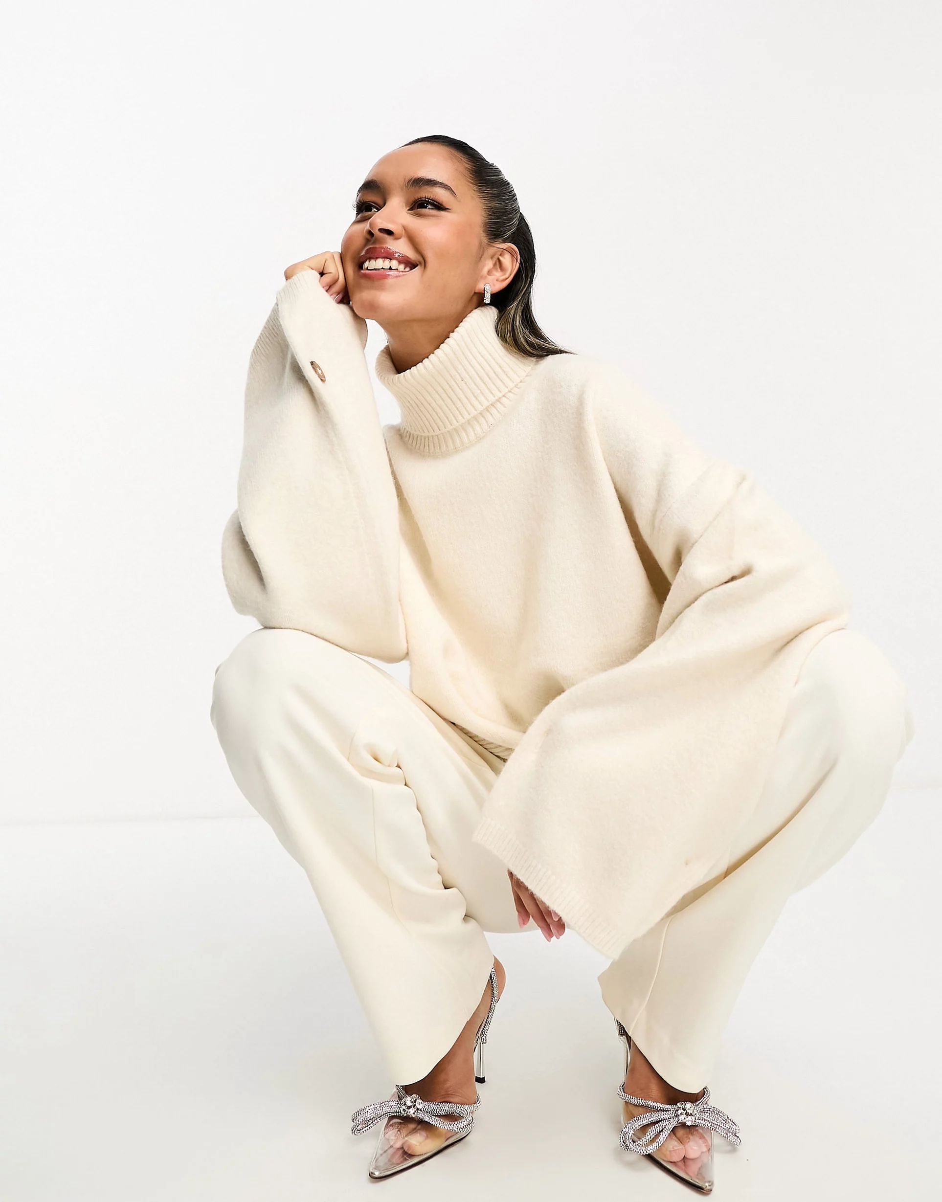 French Connection high neck sweater in cream | ASOS (Global)