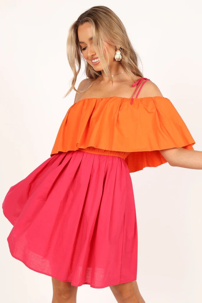 Maeva One Shoulder Mini Dress - Pink/Orange | Petal & Pup (US)