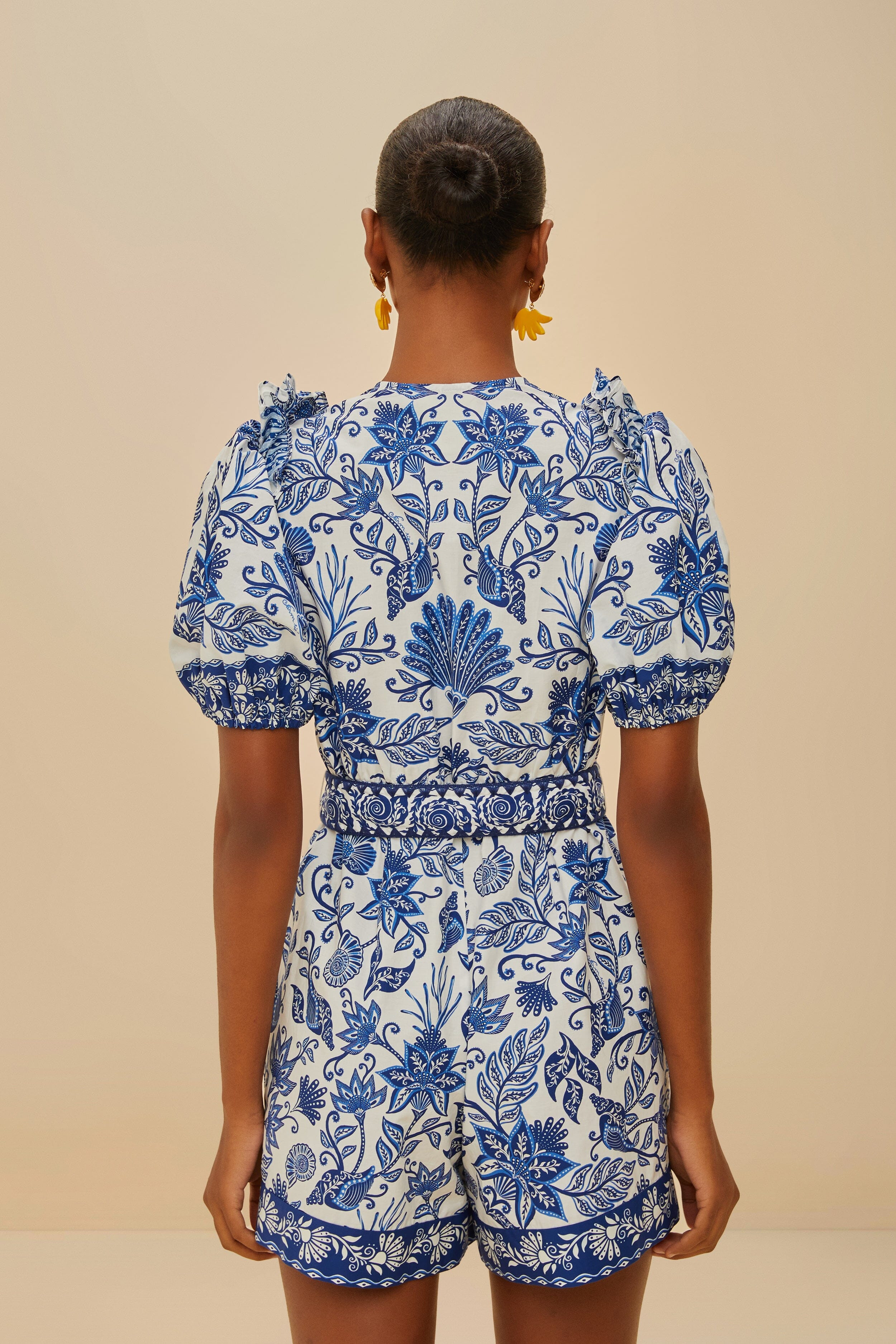 Off-White Shell Garden Romper | FarmRio (US)