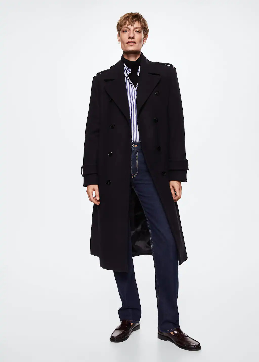 Trench laine vierge oversize -  Femme | Mango France | MANGO (FR)