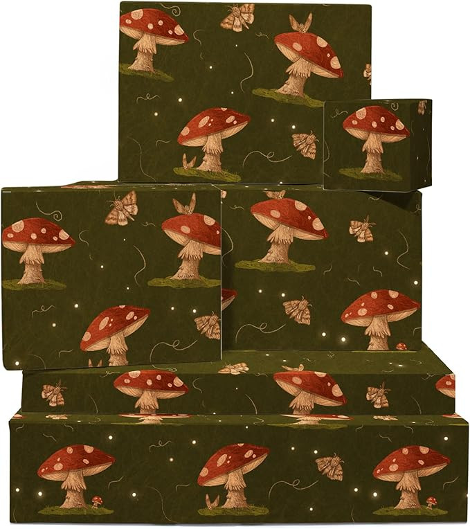 CENTRAL 23 Mushroom Wrapping Paper - 6 Sheets Classy Gift Wrap - Vintage Wrapping Paper for Men A... | Amazon (US)