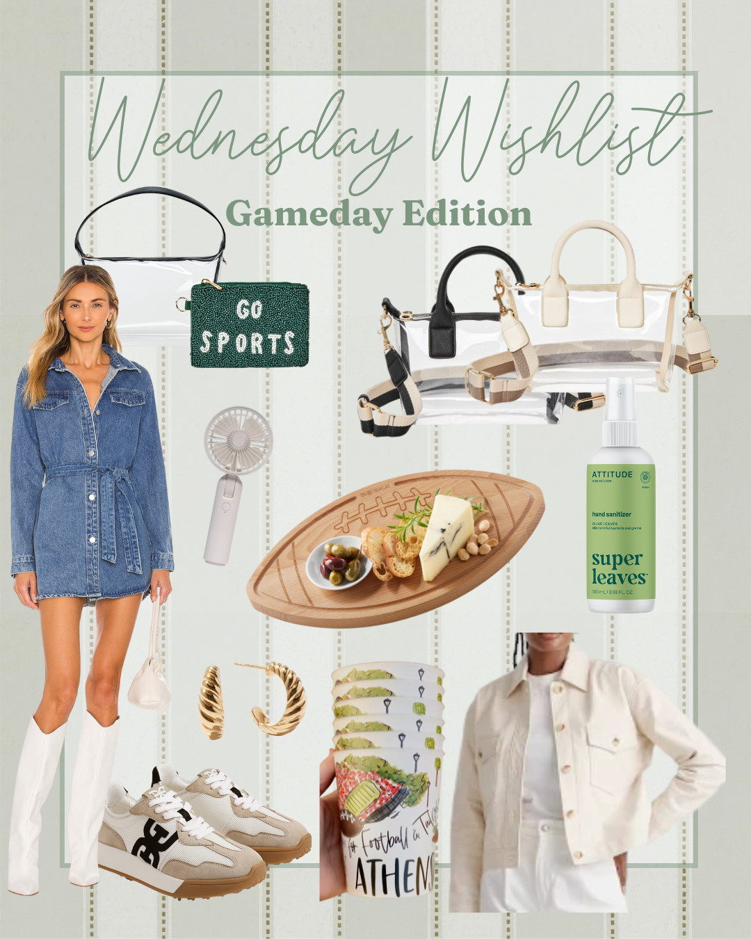 Wednesday Wishlist-- Game Day Edition!


Game Day
Game Day Outfit
Tailgating
fall outfit
sneakers
fall sneakers
clear bag 

 #LTKStyleTip #LTKShoeCrush #LTKItBag