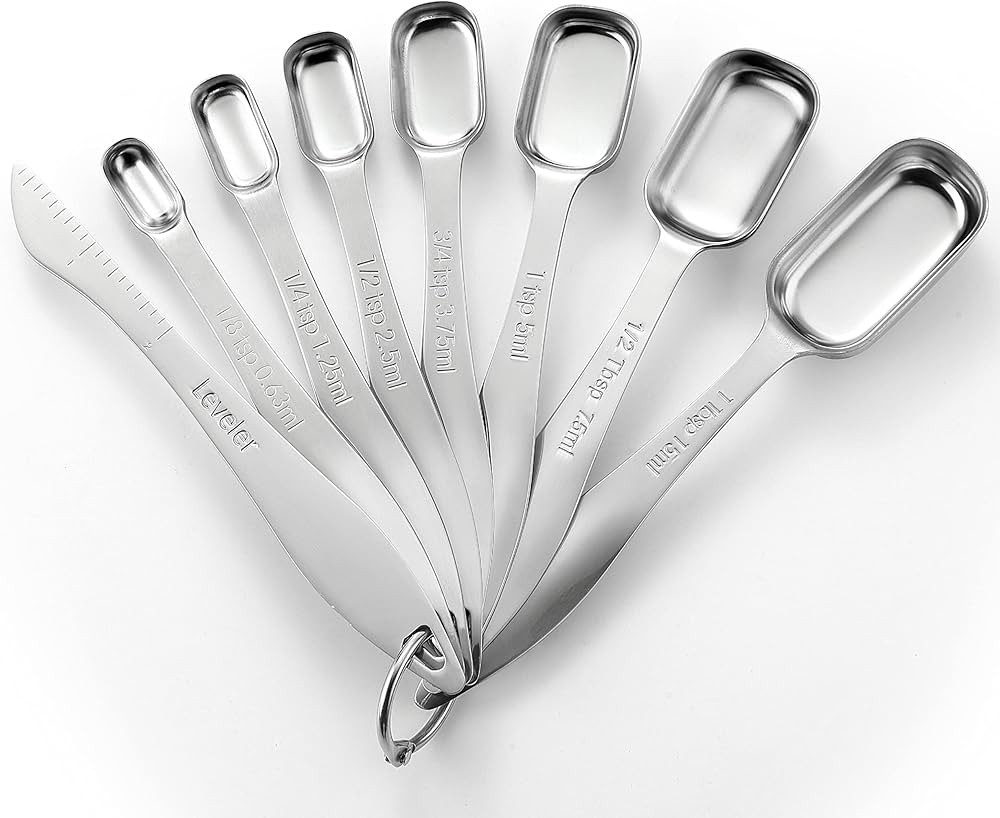 Spring Chef Stainless Steel Measuring Spoons Set of 8 with Leveler, Metal Teaspoon & Tablespoon M... | Amazon (US)
