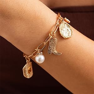 Dainty Bracelets for Women Boho Starfish Sea shell Bracelet Punk Cowgirl Boot Horse Bracelet Hand... | Amazon (US)
