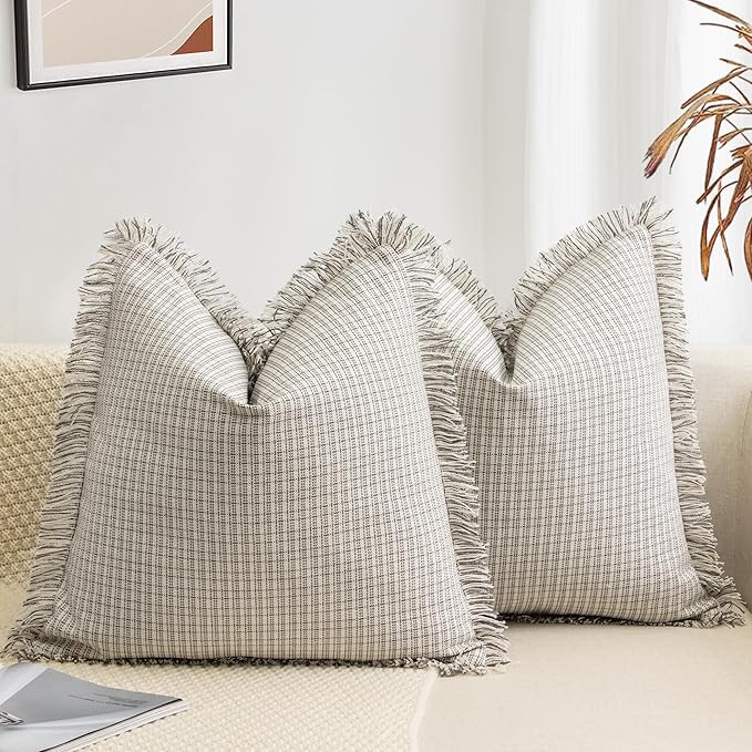 ZWJD Farmhouse Pillow Covers 20x20 Set of 2 Modern Accent Decorative Throw Pillows for Couch Chic... | Amazon (US)