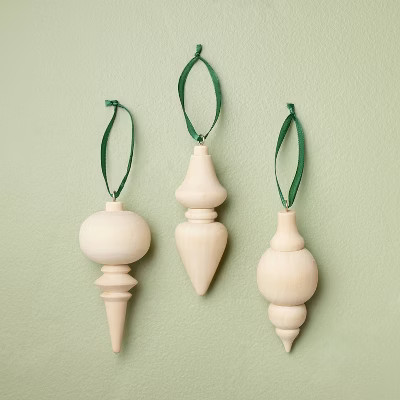 Wooden Spindle Christmas Tree Ornaments (Set of 3) - Hearth & Hand™ with Magnolia | Target