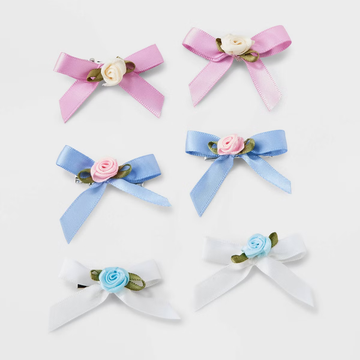 Girls' 6pk Satin Ribbon Bow with Rosettes Hair Clips - art class™ | Target