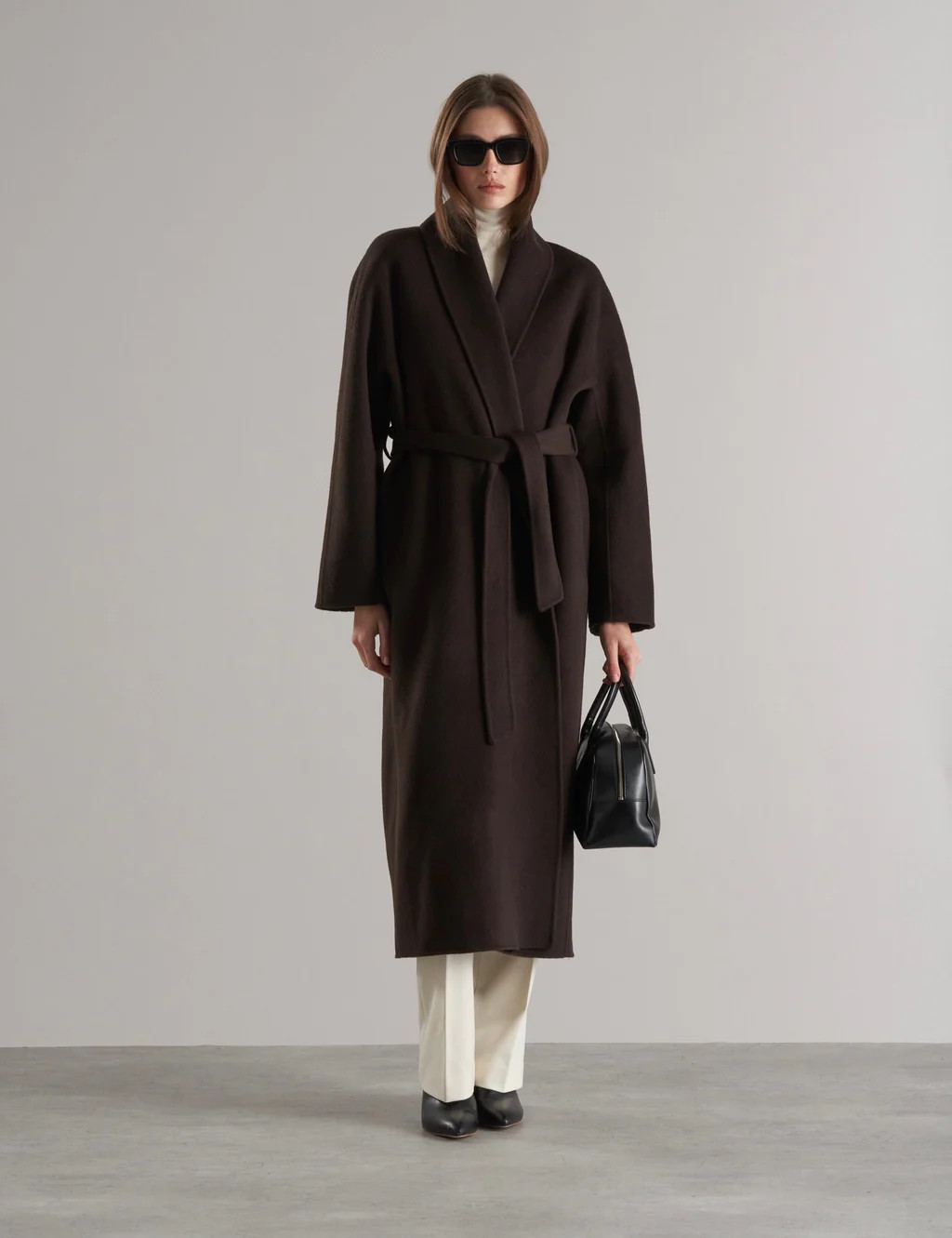 Enza Robe Coat Espresso | Marcela London