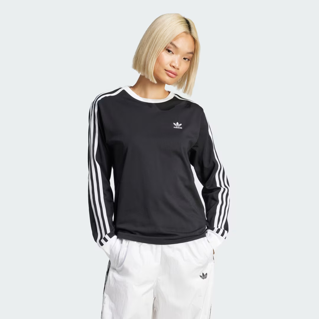 adidas Adicolor 3-Stripes Regular Long Sleeve Tee Black L - Womens Originals Long Sleeve Shirts | adidas (US)