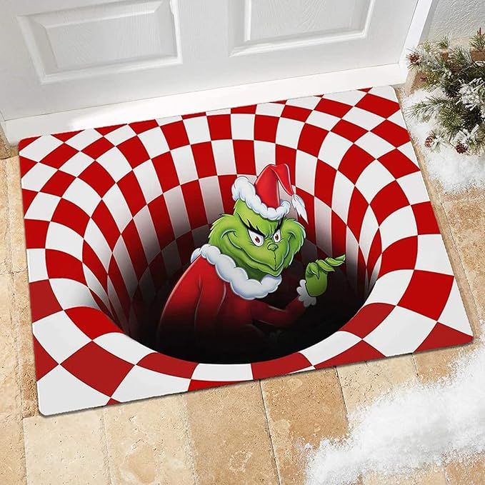 Illusion Doormat, Christmas Decoration Non-Slip Doormat, 3D Visual Illusion Fluffy Carpet. (Red, ... | Amazon (US)