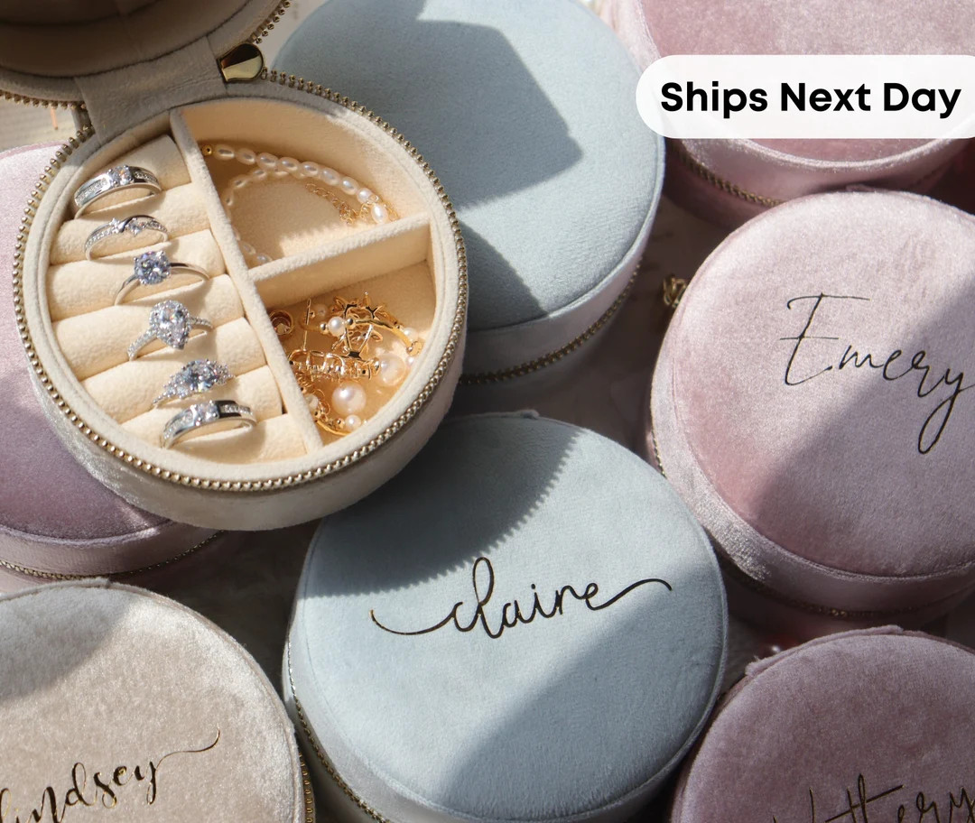 Custom Velvet Jewellery Box NON-PEELING OFF Gold Custom Text Personalized Bridesmaid Gifts Weddin... | Etsy (US)
