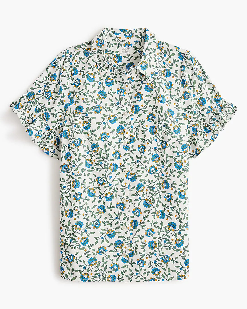 Printed ruffle-sleeve top | J.Crew Factory