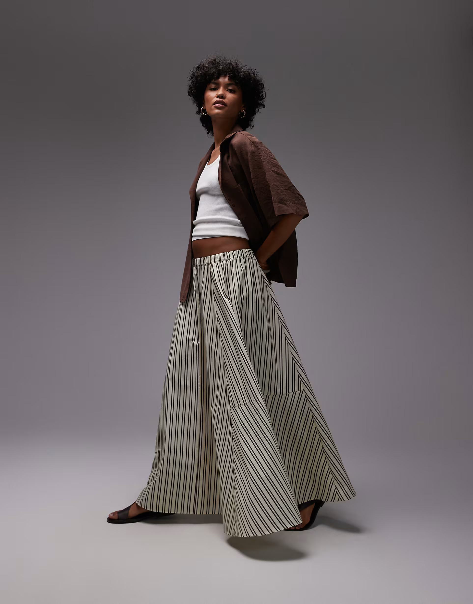 Topshop cut about maxi skirt in buttermilk stripe | ASOS (Global)