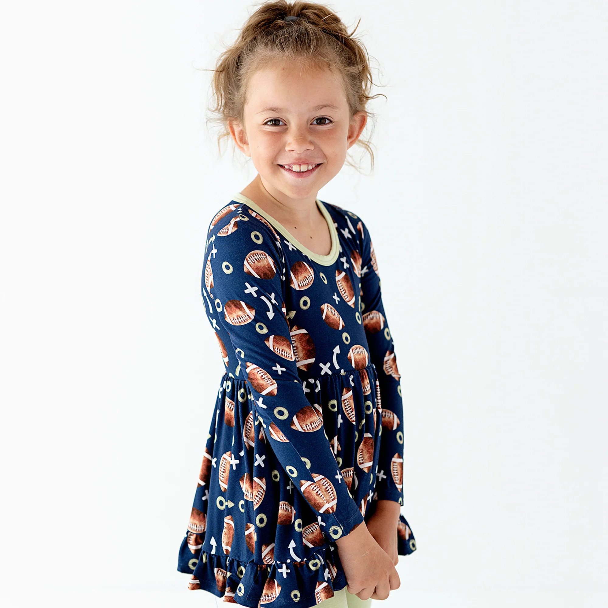 Clear Eyes, Full Hearts, Lets Snooze Football Toddler/ Big Kid Peplum Set | Kiki + Lulu