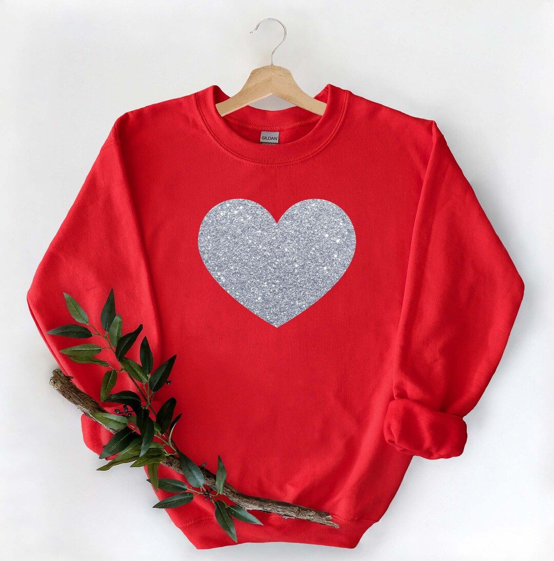 Valentine's Heart Sweatshirt  Glitter Heart - Etsy | Etsy (US)