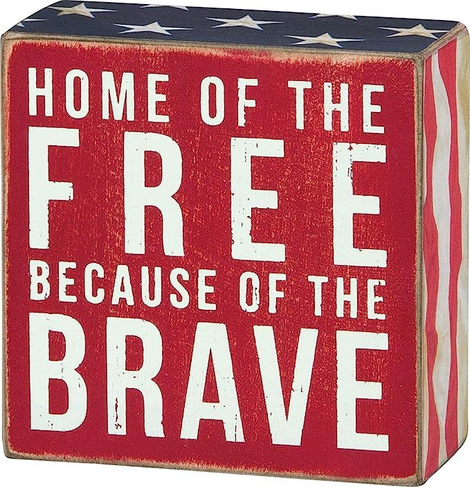 Primitives by Kathy 23148 Patriotic Box Sign, 4 x 4, Home Of The Free | Amazon (US)