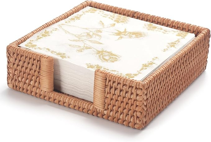 Rattan Napkin Holder Square, Napkin Holders for Paper Napkins, 7.5" x 7.5" x 2.5", Wicker Napkin ... | Amazon (US)