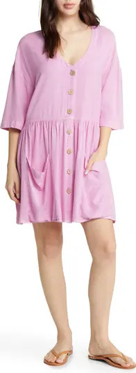 Patch Pocket Button-Up Shift Minidress | Nordstrom