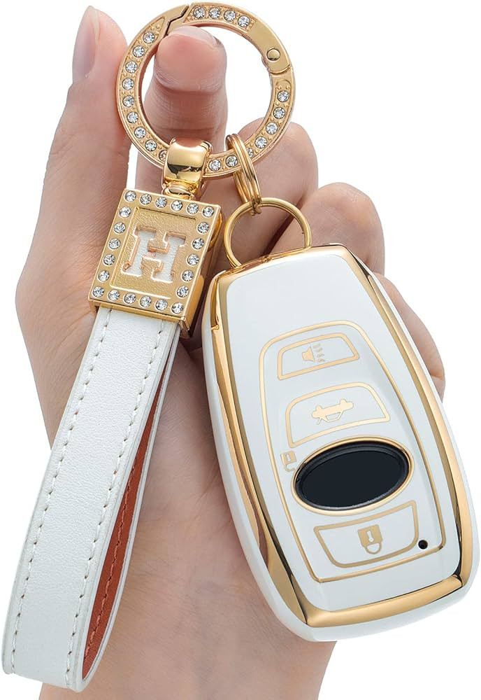 Compatible with Subaru Key Fob Cover with Diamond Leather Keychain Soft TPU 360 Degree Protection... | Amazon (US)