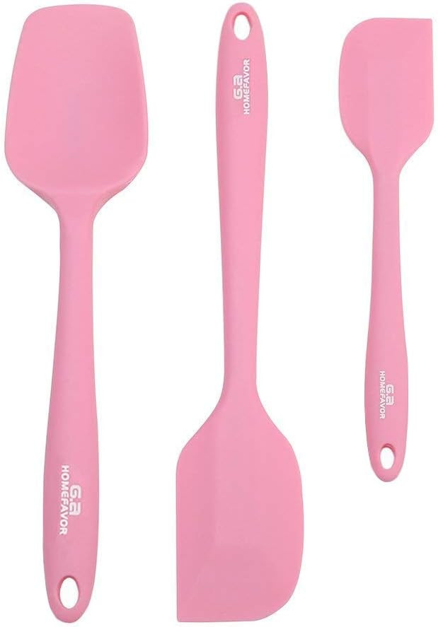 G.a HOMEFAVOR 3-piece Silicone Spatula Set Heat-Resistance Baking Rubber Spatulas BPA Free Pink | Amazon (US)