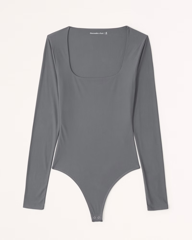 Soft Matte Seamless Long-Sleeve Squareneck Bodysuit | Abercrombie & Fitch (US)