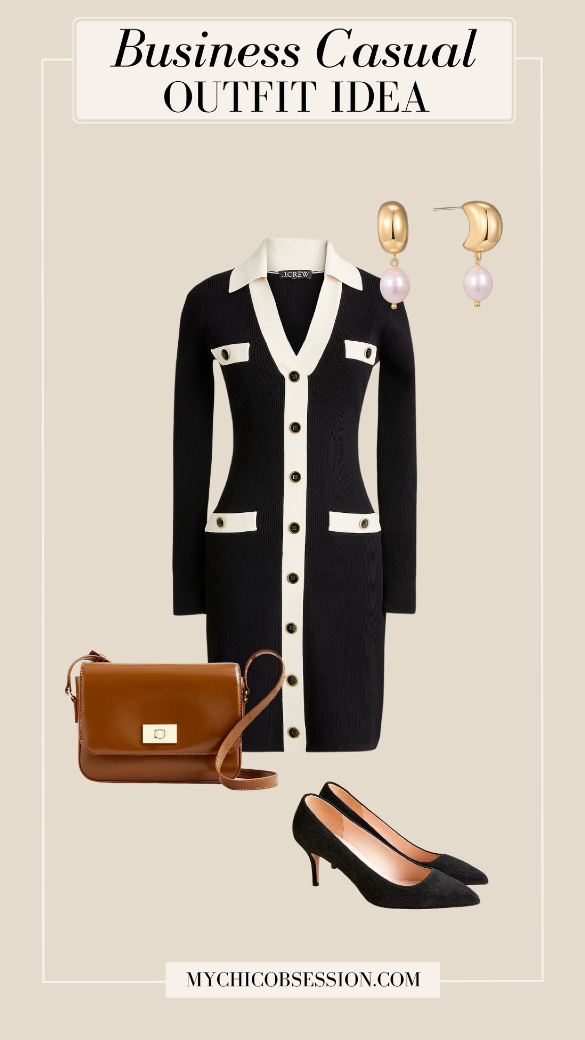 A dress is a great foundational piece for your business casual wardrobe, especially one with classic colors and lines like this one. Add a structured shoulder bag, gold and pearl earrings, and a pair of pointed pumps to complete the fall look. 

#LTKworkwear #LTKstyletip #LTKSeasonal