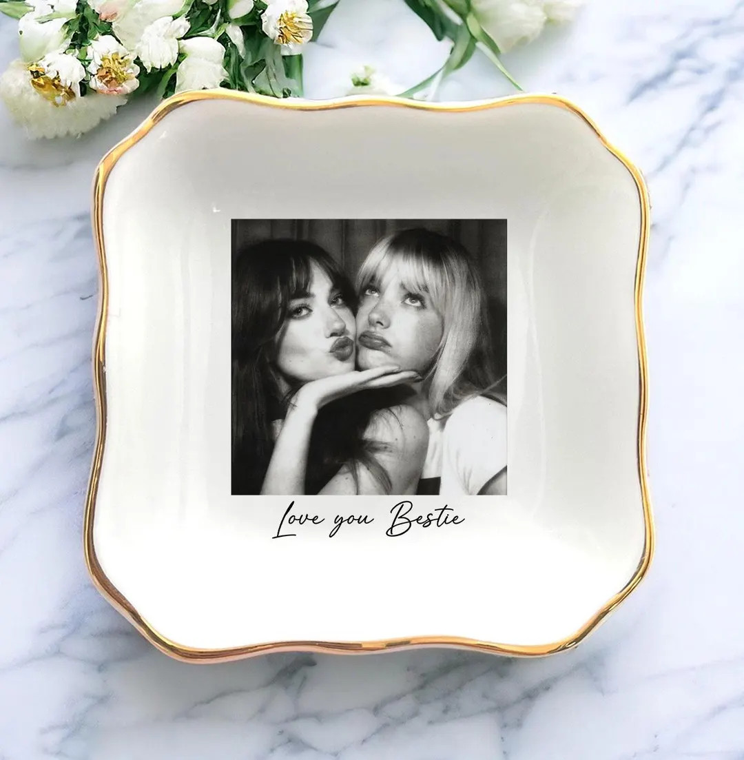 Personalized Bestie Photo Jewelry Dish: Ceramic Trinket Tray for Best Friend, Gifts for Bestie - ... | Etsy (US)