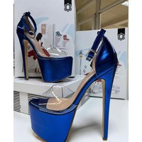 Women's Platform Stiletto Heel Shoes Evening Blue Silicone High Heels | Etsy (US)