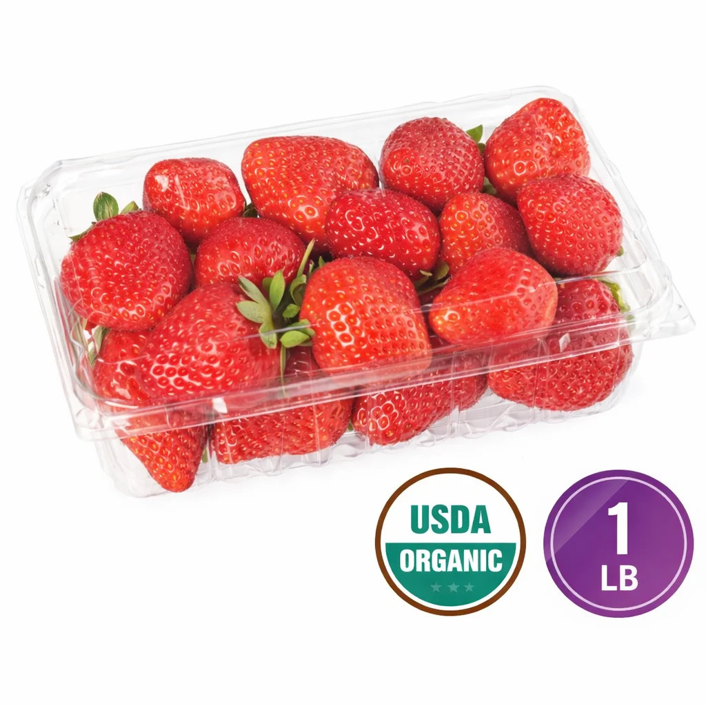 Fresh USDA Organic Strawberries, 1 lb Container | Walmart (US)