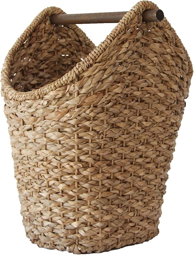 Creative Co-Op Bankuan Braided Oval Toilet Paper Wood Bar Bathroom Basket, Natural | Amazon (US)