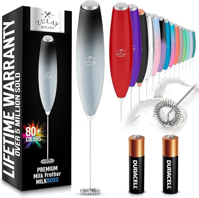 Zulay Kitchen Milk Frother Handheld Electric Whisk with AA Duracell Batteries – Durable Drink M... | Amazon (US)