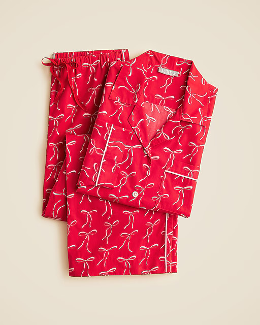 Cotton poplin pajama pant set in vintage bow print | J. Crew US