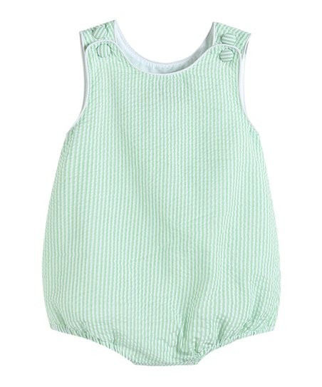 Green Stripe Seersucker Button-Strap Bubble Bodysuit - Infant & Toddler | Zulily