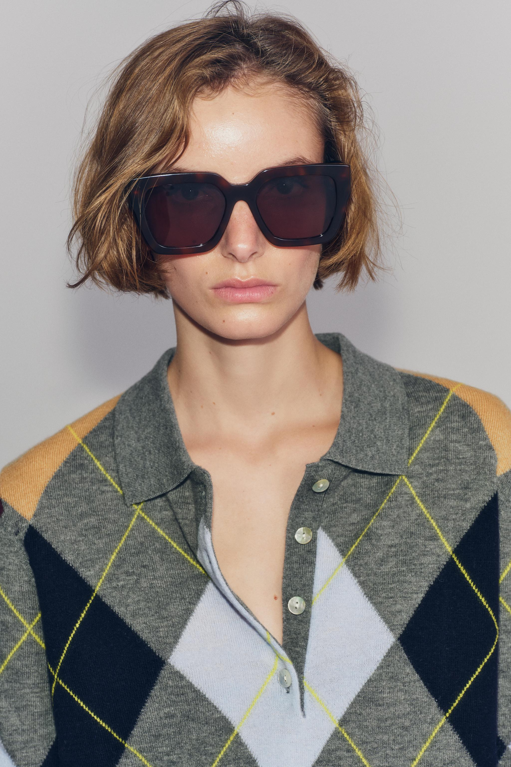 100% WOOL ARGYLE POLO SWEATER | Zara US