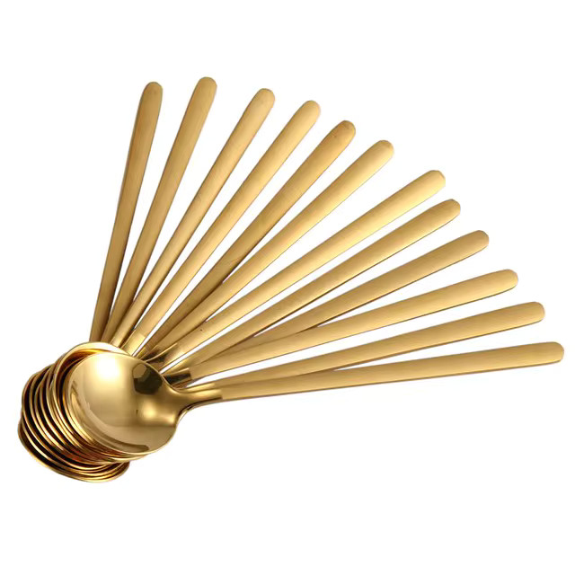 12pcs/set Round Shape Coffee Spoon Stainless Steel Mini Teaspoons Sugar Dessert Spoon Ice Cream S... | Ali Express BR