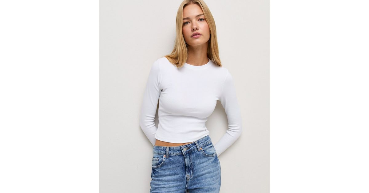 White Cotton Rich Long Sleeve Baby Tee Top | New Look | New Look (UK)