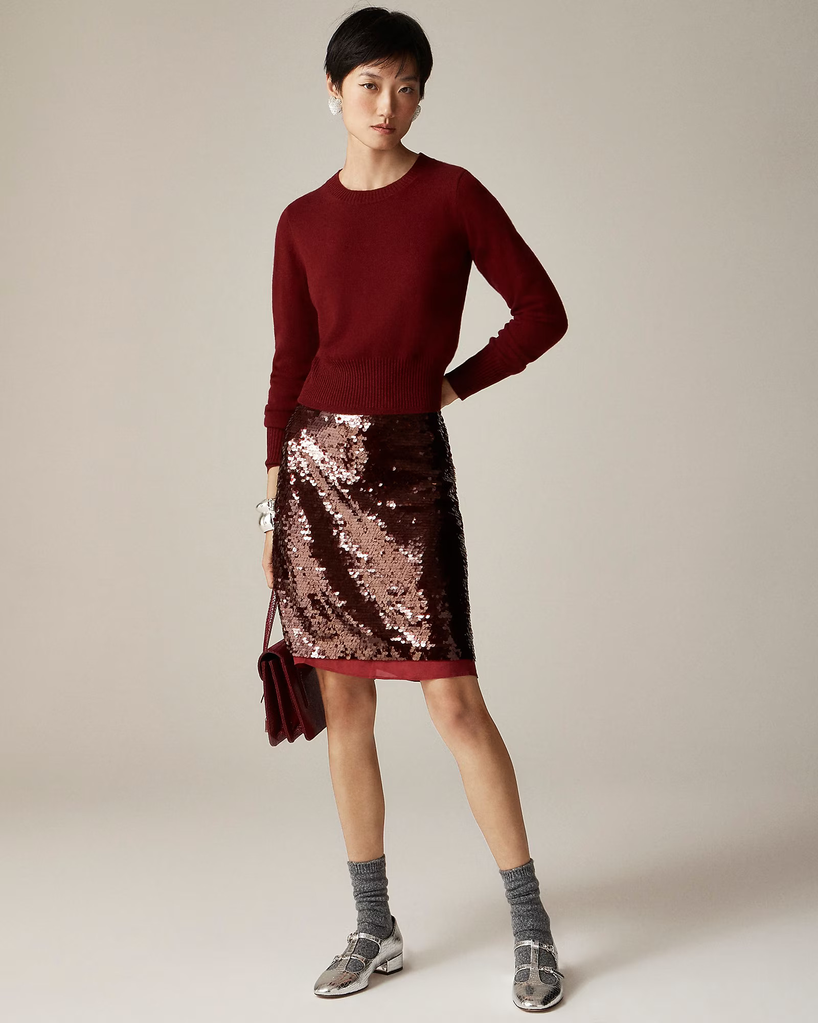 Cashmere shrunken crewneck sweater | J. Crew US