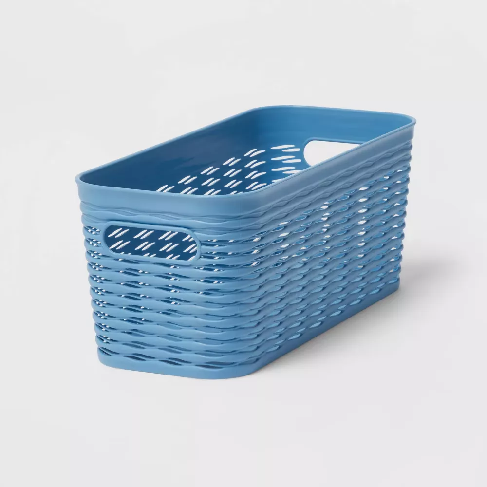 Superio Ribbed Plastic Storage Basket Organizer (4 Pack), 22 Liter