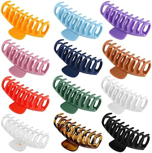 12 Pcs Large Hair Claw Clips - 4.3 Inch Nonslip Big hair clamps ,Perfect Jaw Matte hair clamps fo... | Amazon (US)