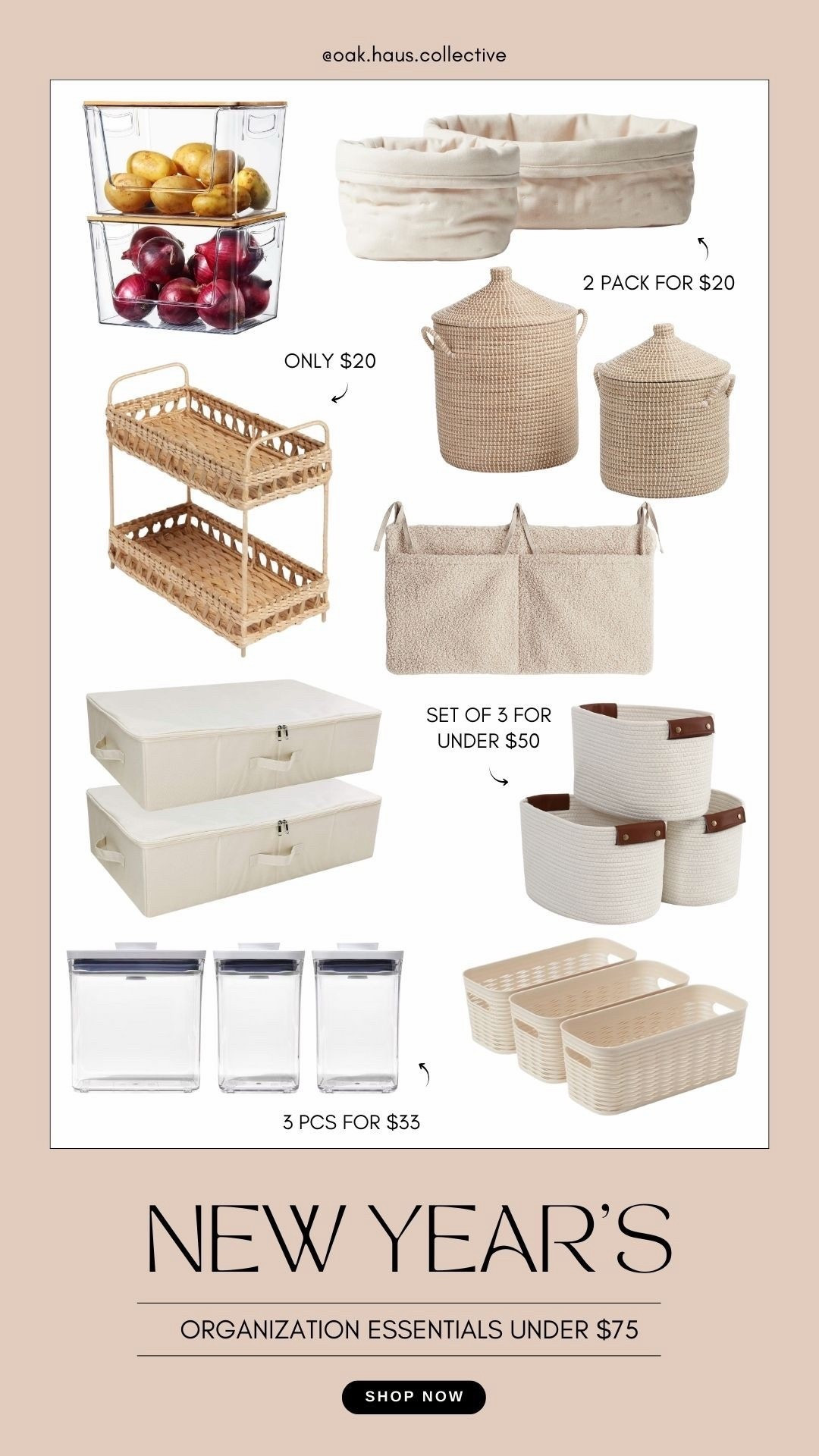 New Years Organization Essentials Under $75, storage, home organization, baskets, home storage idea 

#LTKHome #LTKFindsUnder100