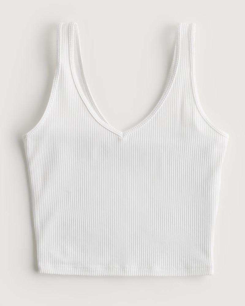 Seamless Ribbed Fabric V-Neck Tank | Hollister (US)