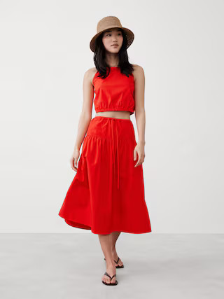Strappy Bubble-Hem Cropped Top | Banana Republic Factory