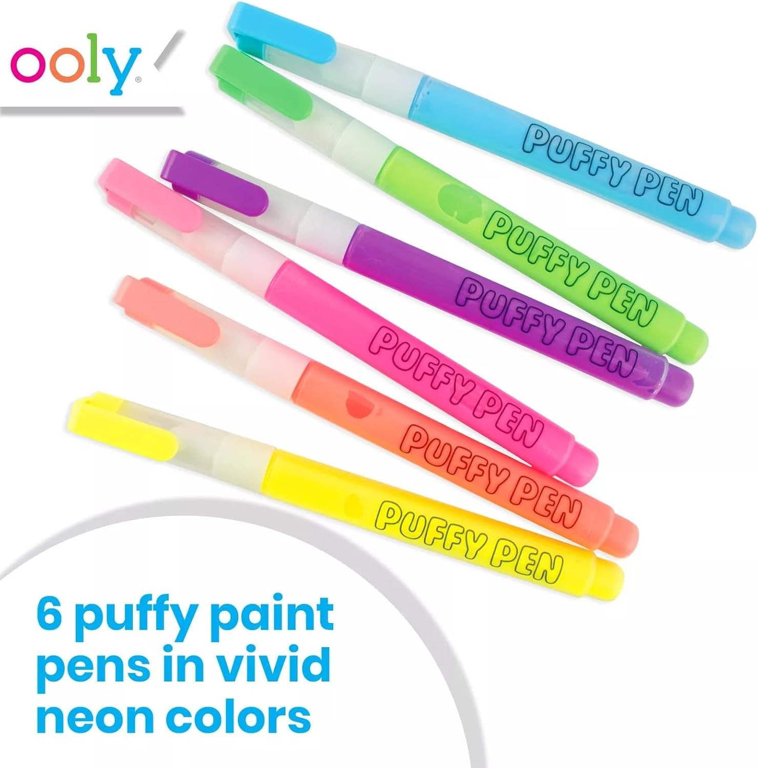 Ooly Magic Puffy Pens, Puffy Popcorn Drawing Pens Set of 6 Neon Colors with 3D Ink, Add Heat & Wa... | Amazon (US)