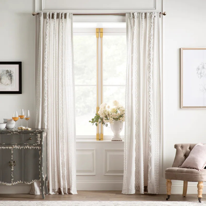 Rolf 100% Cotton Geometric Semi-Sheer Rod Pocket Single Curtain Panel | Wayfair North America