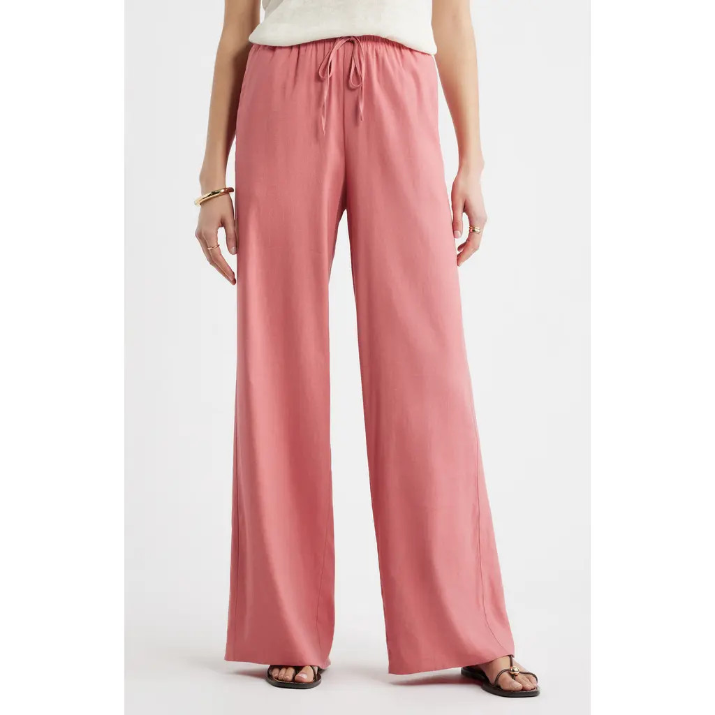 Nordstrom Linen Blend Drawstring Pants in Pink Clay at Nordstrom, Size Medium | Nordstrom