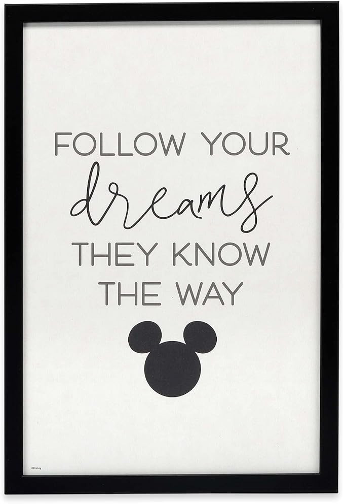 Disney Mickey Mouse Follow Your Dreams Framed Wood Wall Decor - Large Mickey Mouse Wall Art for H... | Amazon (US)