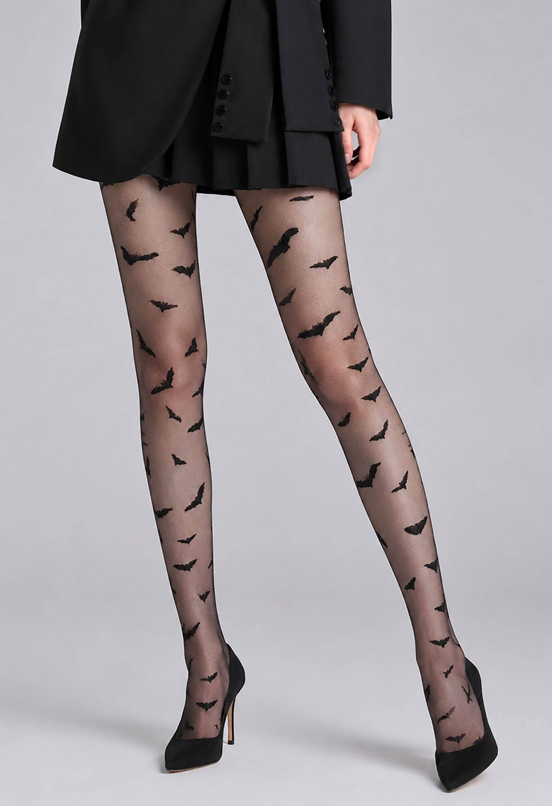 Gothic Bat Pattern Tights | Chicwish