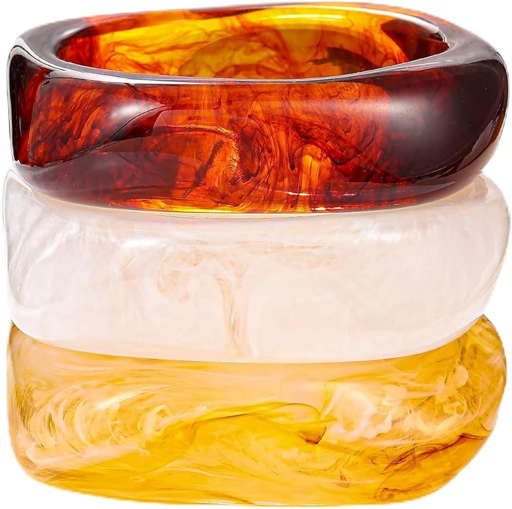 Acrylic Chunky Bangle Bracelets for Women, Irregular Punk Acrylic Resin Bangle Geometric Cuff Wid... | Amazon (US)