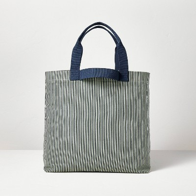 Canvas Beach Bag Striped Blue/Cream - Hearth & Hand™ with Magnolia | Target