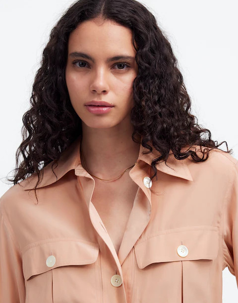 Silk Utility-Pocket Button-Up Shirt | Madewell | Madewell